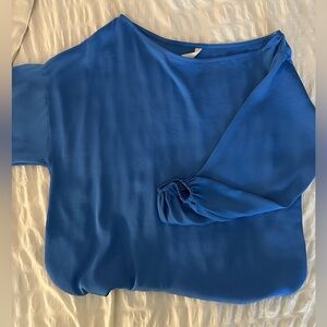 Satin Bright Blue Slouchy Women's Top